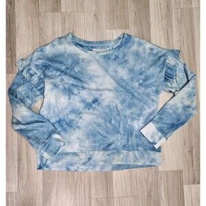 Cupio Womwns Blue Tie Dye Sweater Ruffle Size Medium